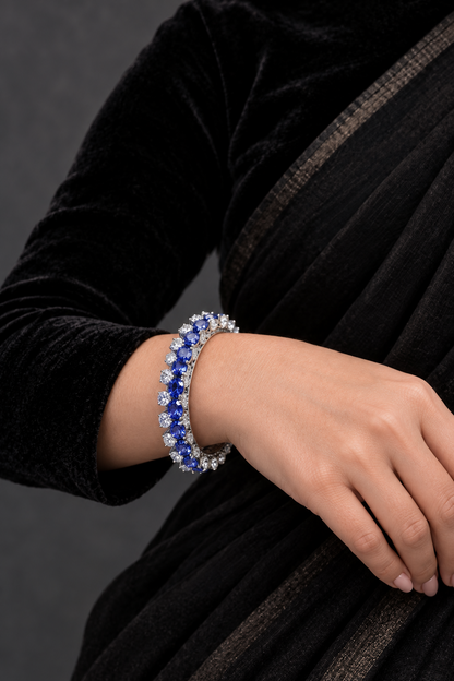 Tanzanite Bangles Diamond Bangles,South Indian Jewelry,silver indian Bangles,pure silver Swaroski Bangles,Indian Wedding Jewelry -SHABURIS