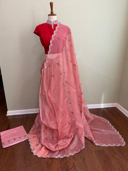 Cocktail saree with Blouse - peach