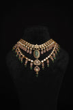 Polki Set diamond necklace 925 silver jewelry 22k gold plated - SHABURIS