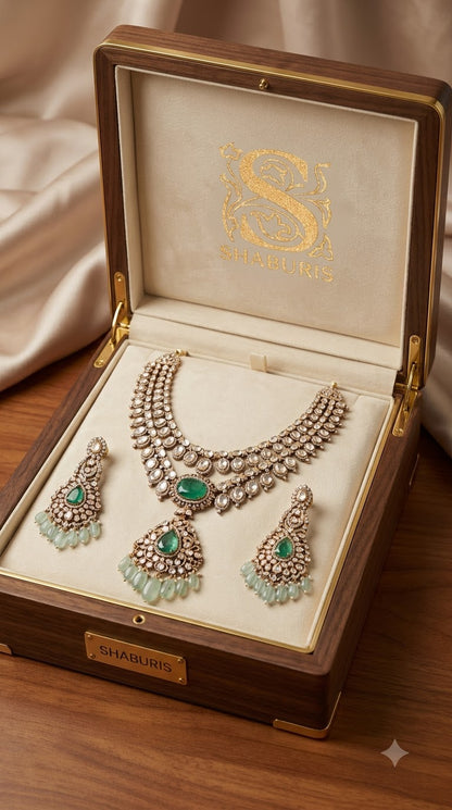 Polki necklace silver necklace 925 silver jewelry - SHABURIS