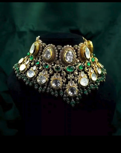 Diamond Necklace polki necklace 925 silver jewelry - SHABURIS