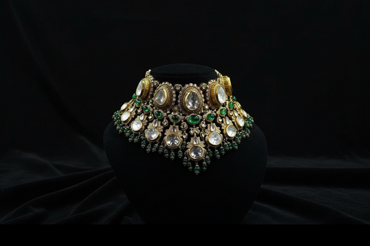 Diamond Necklace polki necklace 925 silver jewelry - SHABURIS