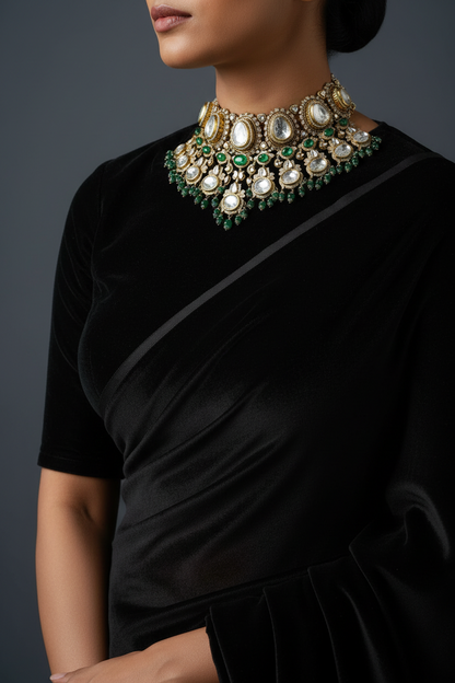 Diamond Necklace polki necklace 925 silver jewelry - SHABURIS