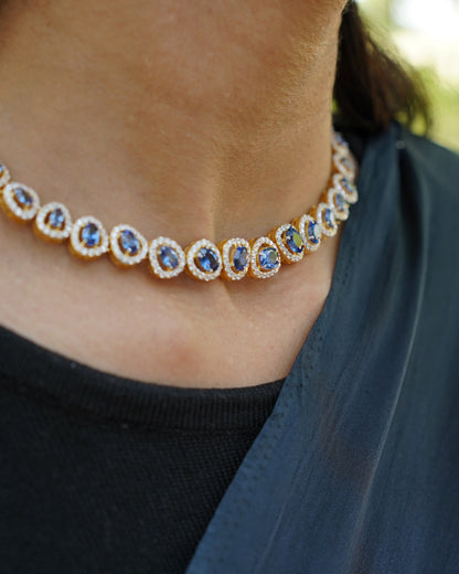 Cocktail necklace wedding jewelry silver necklace 925 silver with 22k gold plated - SHABURIS