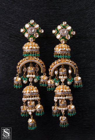 Chandbali Earrings - Cocktail Earrings- 925 silver Jewelry,South Indian Jewelry,bridal choker,Indian Wedding Jewelry,pure Silver indian jewelry - SHABURIS