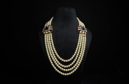 Pearl necklace diamond necklace 925 silver with 22k gold plated - SHABURIS