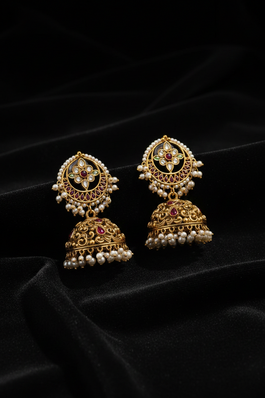 Aditi rao nakshi chandbali earrings 925 silver jewelry Polki earrings Nakshi Earrings 925 Silver Earrings - SHABURIS