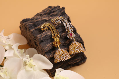 Diamond earrings - 925 silver Jewelry,South Indian Jewelry,bridal earrings,Indian Wedding Jewelry,pure Silver indian jewelry - SHABURIS