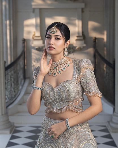 Diamond necklace silver necklace 925 silver with 22k gold plated - SHABURIS (Ready to Ship from India)