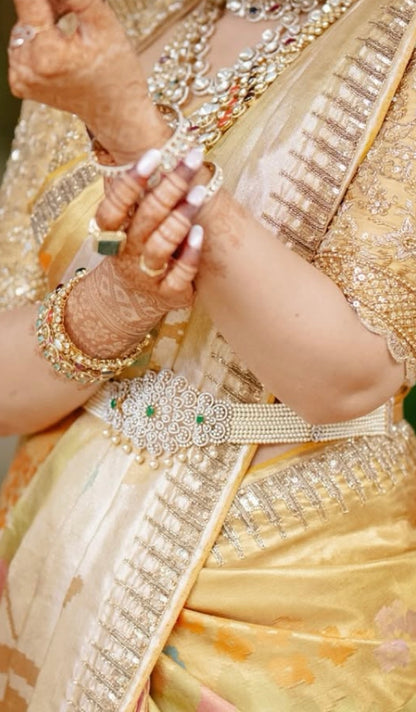 Pearl Vaddanam,silver jewelry ,silver jewellery ,22k gold plated jewelry ,South Indian Jewelry,Vaddanam,Kids Vaddanam,hip chain,diamond jewelry,pure Silver indian jewelry - NIHIRA - SHABURIS