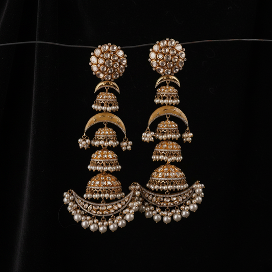 Polki Studs Polki Earrings Cocktail Earrings Diamond Studs Diamond Earrings Simple Studs Pearl Studs 925 Silver Earrings Silver Jewelry - SHABURIS