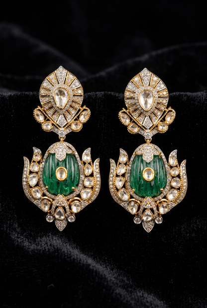 Navaratan Necklace Diamond Necklace 925 silver jewelry 22k gold plated - SHABURIS