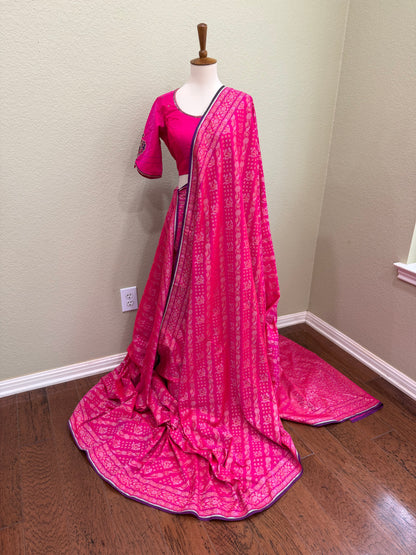 Banarasi saree with Blouse  - Hot Pink