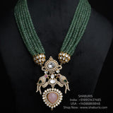 Emerald necklace Polki diamond necklace 925 silver jewelry 22k gold plated - SHABURIS