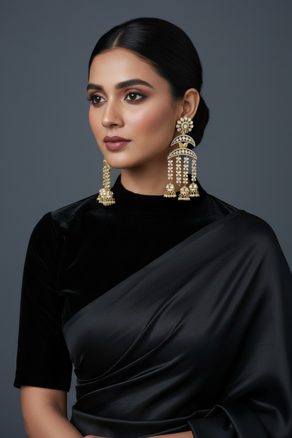 Polki Studs Polki Earrings Cocktail Earrings Diamond Studs Diamond Earrings Simple Studs Pearl Studs 925 Silver Earrings Silver Jewelry - SHABURIS