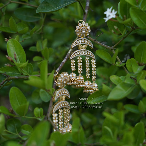Polki Jhumka Earrings - Cocktail Earrings- 925 silver Jewelry,South Indian Jewelry,bridal choker,Indian Wedding Jewelry,pure Silver indian jewelry - SHABURIS