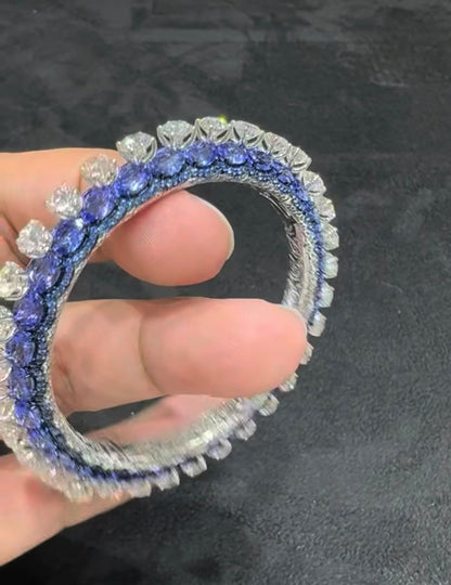 Tanzanite Bangles Diamond Bangles,South Indian Jewelry,silver indian Bangles,pure silver Swaroski Bangles,Indian Wedding Jewelry -SHABURIS