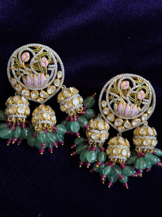 Menakari Earrings wedding jewelry silver necklace 925 silver with 22k gold plated - SHABURIS