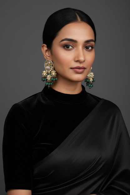 Menakari Earrings Diamond Jhumkas Polki Diamond Earrings Polki Jhumkas Big Earrings 925 Silver Jewelry Silver Earrings - SHABURIS