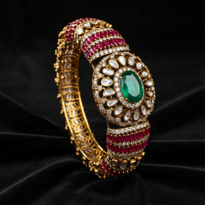 victorian Bangles - Diamond Bangles - 925 Silver Jewelry - 22ct Gold Plated - CZ Bangles - South indian diamond Bangles design