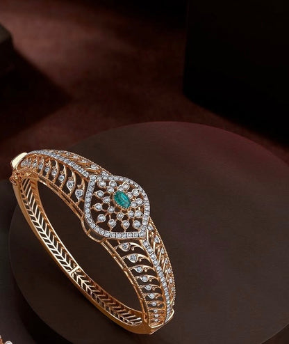 Diamond bracelet Cocktail bracelet Cocktail bangle - 925 Silver Jewelry - 22ct Gold Plated - CZ Bangles - South indian diamond Bangles design