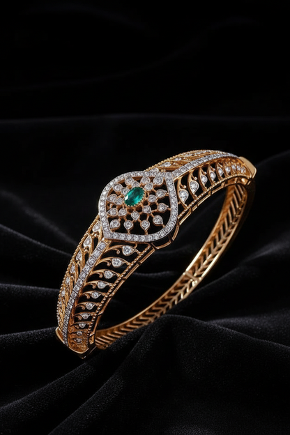 Diamond bracelet Cocktail bracelet Cocktail bangle - 925 Silver Jewelry - 22ct Gold Plated - CZ Bangles - South indian diamond Bangles design