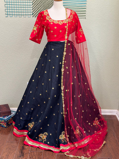 Designer Lehenga | Mehendi & Haldi Lehenga Choli | black Lehenga Set | red Lehenga Set | Indian Wedding Guest Outfit | Pre Wedding Ceremony Dress