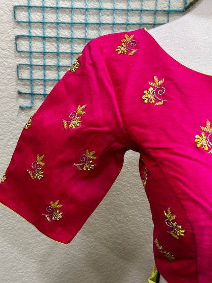 Kanchipuram Pattu Lehenga | Mehendi & Haldi Lehenga Choli | Yellow Green Floral Lehenga Set | Indian Wedding Guest Outfit | Pre Wedding Ceremony Dress