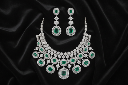Diamond Necklace Bridal necklace 925 silver jewelry Silver Necklace Cocktail Necklace - SHABURIS