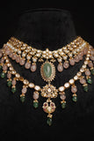 Polki Set diamond necklace 925 silver jewelry 22k gold plated - SHABURIS
