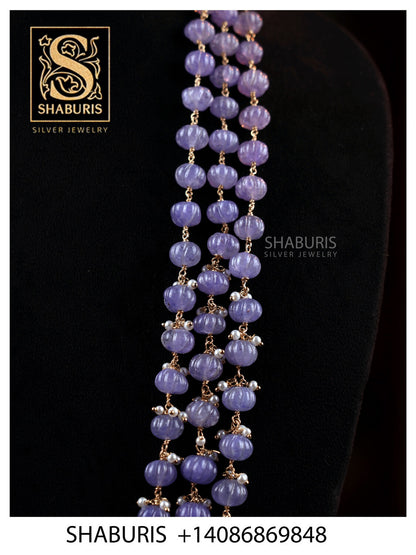 Tanzanite beads |Beaded Necklace | precious beads gems | Bollywood Jewelry| statement jewelry | blue beads | gold Jewelry