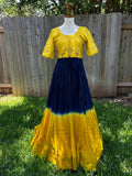 Party wear Indian dress Yellow & Blue long gown - Indian Designer Dress Mehendi Dress Haldi Dress