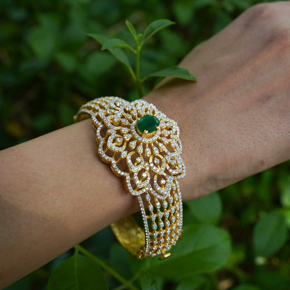 Diamond Bangle Cocktail Bangle  wedding jewelry silver necklace 925 silver with 22k gold plated - SHABURIS (Ready to Ship from India)