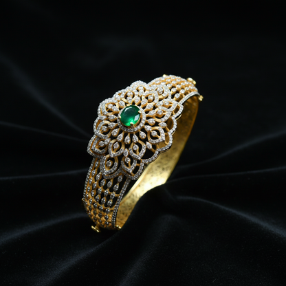 Diamond Bangle Cocktail Bangle  wedding jewelry silver necklace 925 silver with 22k gold plated - SHABURIS