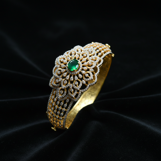 Diamond Bangle Cocktail Bangle  wedding jewelry silver necklace 925 silver with 22k gold plated - SHABURIS