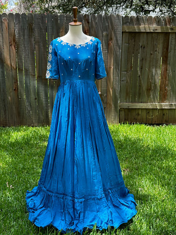 Party wear Indian dress Long Blue long gown - Indian Designer Dress Mehendi Dress Haldi Dress