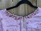 Bandhini Blouse Zardhosi work designer blouse -Pattu Saree Blouse -Maggam work blouse - Lilac Blouse