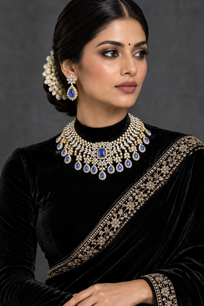 Tanzanite necklace diamond necklace 925 silver with 22k gold plated- SHABURIS