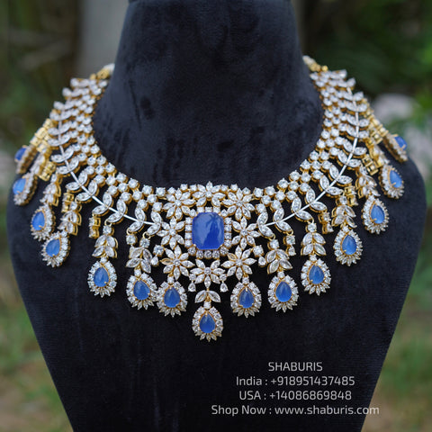 Tanzanite necklace diamond necklace 925 silver with 22k gold plated- SHABURIS