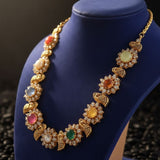 Navaratan necklace polki necklace diamond Jewelry necklace Pearl necklace statement jewelry silver necklace 925 silver with 22k gold plated - SHABURIS