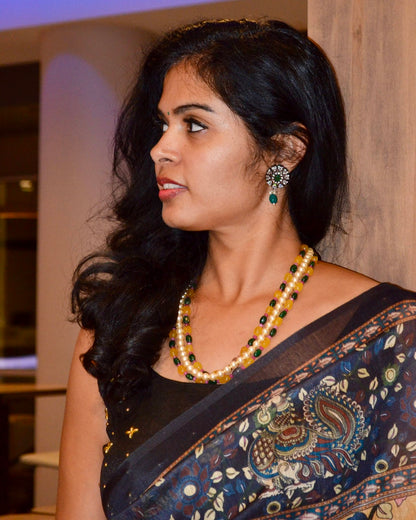 Yellow Saphire Necklace south sea pearl bead necklace statement jewelry SHABURIS