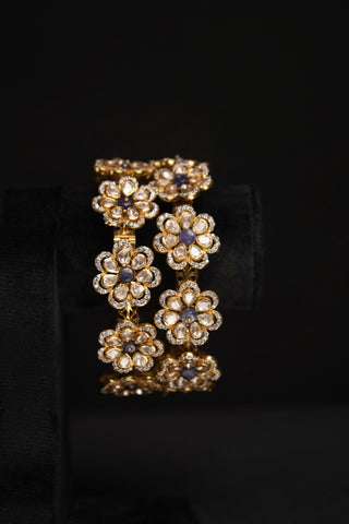 Tanzanite Bangles - Diamond Bangles - 925 Silver Jewelry - 22ct Gold Plated - CZ Bangles - South indian diamond Bangles design