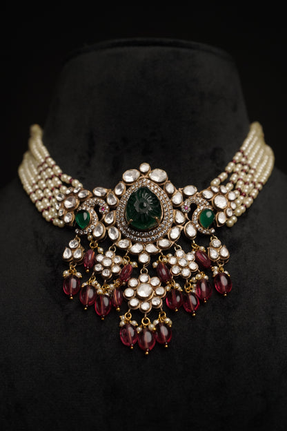 Polki necklace Pure Silver jewelry Indian diamond Necklace silver jewelry -SHABURIS