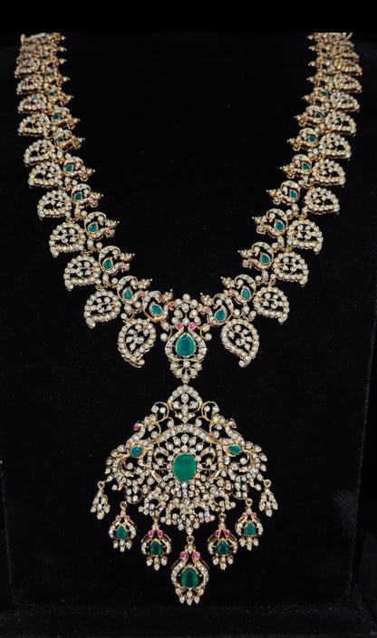 Mangomala Bridal necklace diamond Jewelry necklace Pearl necklace statement jewelry silver necklace 925 silver with 22k gold plated - SHABURIS