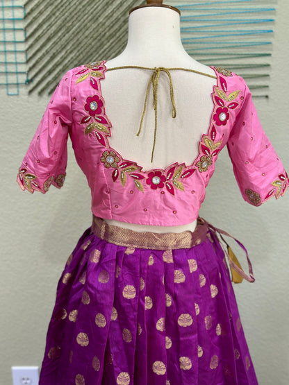 Banarasi Pattu Lehenga | Mehendi & Haldi Lehenga Choli | Red & pink Lehenga Set | Indian Wedding Guest Outfit | Pre Wedding Ceremony Dress