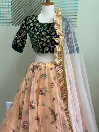 Ruffle Lehenga | Mehendi & Haldi Lehenga Choli | Gold Lehenga Set | Indian Wedding Guest Outfit | Pre Wedding Ceremony Dress