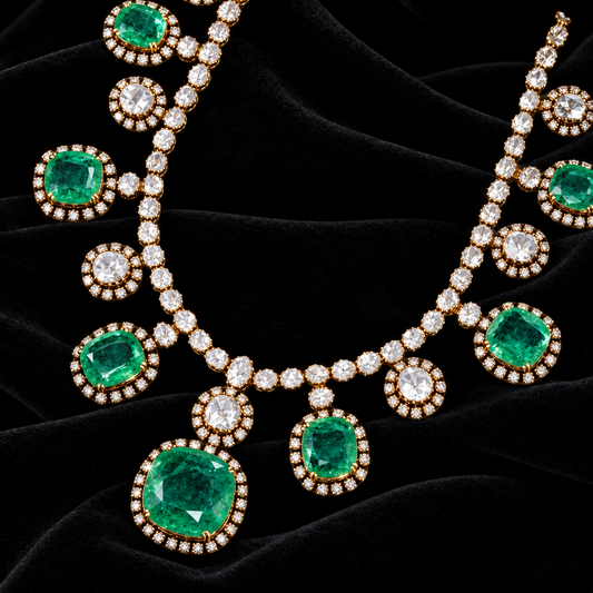 Polki necklace silver necklace 925 silver with 22k gold plated - SHABURIS