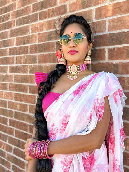 Polki Necklace pink saphire -SHABURIS