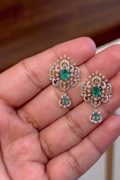 Diamond earrings Polki Earrings silver Earrings 925 silver jewelry - SHABURIS