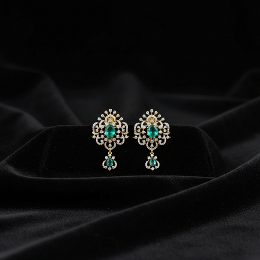 Diamond earrings Polki Earrings silver Earrings 925 silver jewelry - SHABURIS